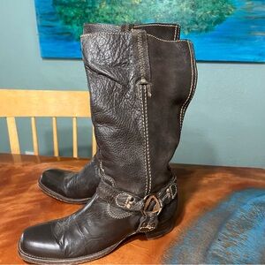 Bed Stu Dark Brown Harness Leather Western Moto Boots 9.5
